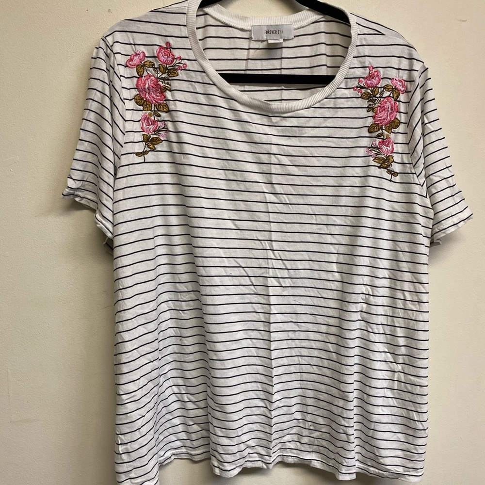 Floral stripe tee